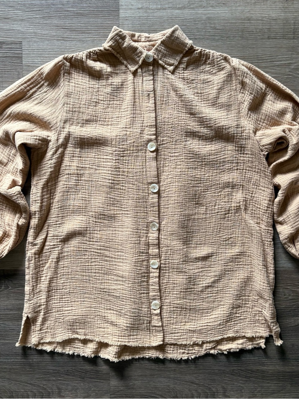 Show Me Your Mumu Captain Tunic Top Tanlines Beige Cotton Gauze M ASIS